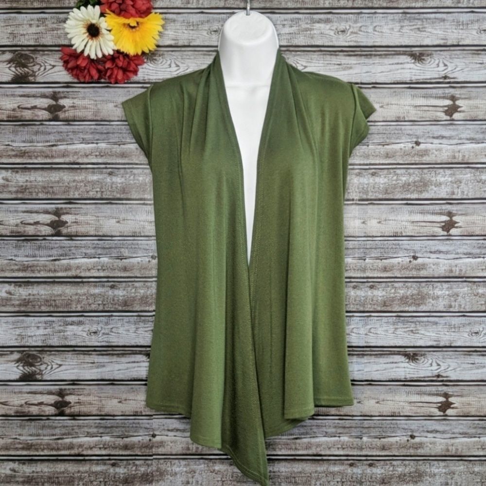 Nearkin | Green Open Front Cap Sleeve Cardigan |XS